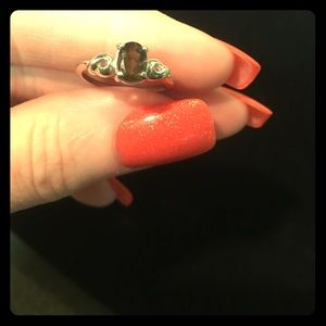 925 sterling silver smokey topaz ring size 6